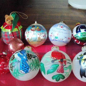 Vintage glass, satin ornaments (#EV1072)